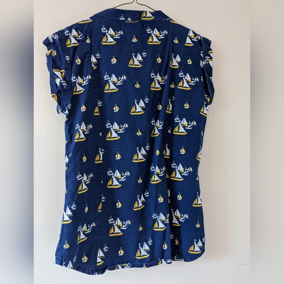 Short Sleeve Modcloth Yacht Button Up Shirt - Picture 3 of 5